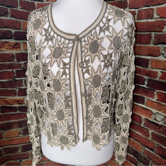 Handmade Crochet Star Pattern Cardigan - Picture 1 of 8